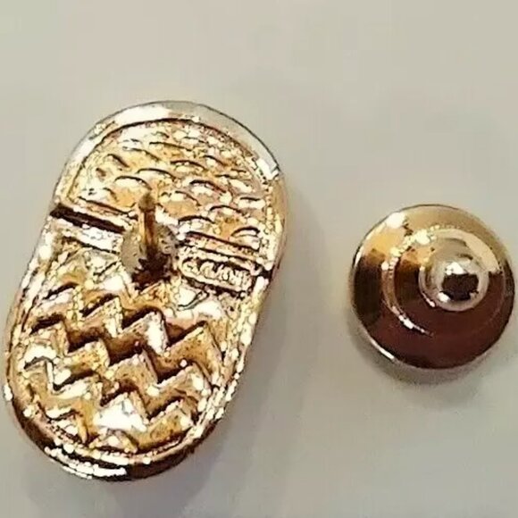 Vintage 90s Avon Signed Baby Girl Bootie Lapel Tac Pin Enamel Pink Rhinestone - Picture 4 of 5